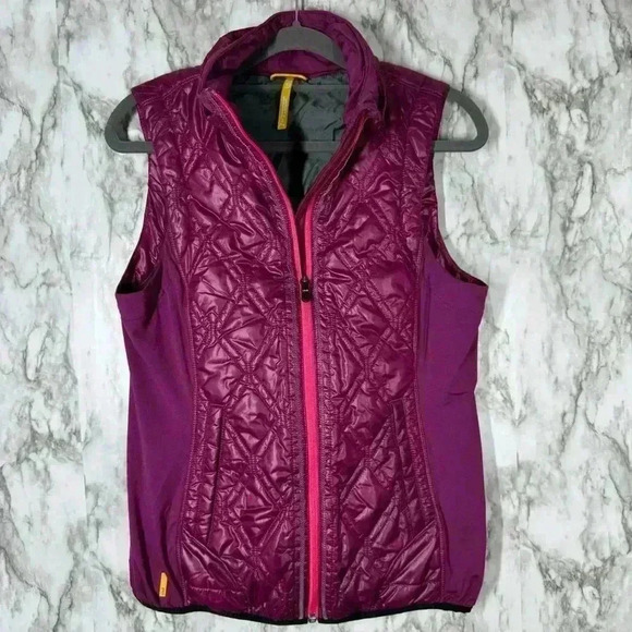 Lole Pink Burgundy Vegan down puffer vest womens size small - Picture 1 of 5